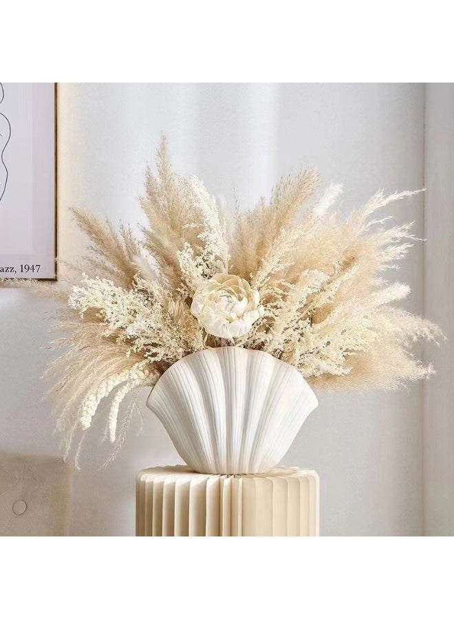 【Modern Minimalist Creative Vase】Shell Shape White Vase Desktop Decor | Living Room Flower Arrangement Premium Decor | TV Cabinet Entryway Art Ornament | Creative Elegant Home Decoration | Modern Style Floral Container | Space Upgrade Art Piece - Image 1